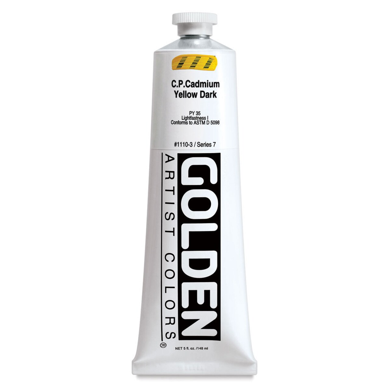 Golden Heavy Body Artist Acrylics - Cadmium Yellow Dark, 5 oz tube